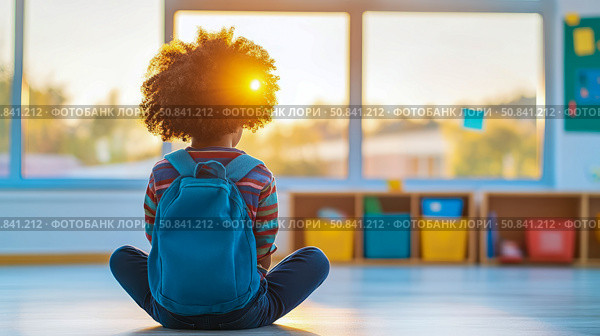 Back to School: A Student's Reflection in Sunlight. Стоковое AI-изображение, AI-художник Данила Большаков / Фотобанк Лори