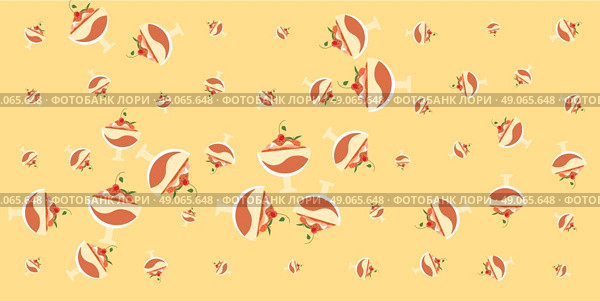 Background for bistro, restaurant, cafe, menu ice cream. Ice cream in a bowl. Banner with dessert ice cream. Ice cream with sweet cherry and strawberry in glass bowl. Beverage and ice cream for summer. Стоковая иллюстрация, агентство Ingram Publishing / Фотобанк Лори