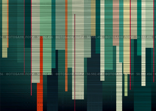 Background textured abstract pattern with vertical stripes in muted teal, orange, and beige, evoking retro and glitch art aesthetics. Modern backgrounds, artistic designs, and creative projects. Стоковая иллюстрация, агентство Ingram Publishing / Фотобанк Лори