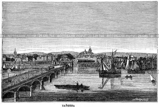 Байонна. Настольный энциклопедический словарь. 1900 год. Стоковая иллюстрация, иллюстратор Макаров Алексей / Фотобанк Лори
