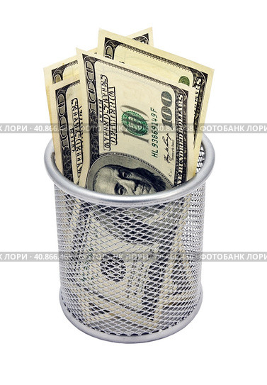 Банкноты американских долларов в канцелярском стакане. Empty container and banknotes dollar. Стоковое фото, фотограф Татьяна Д / Фотобанк Лори