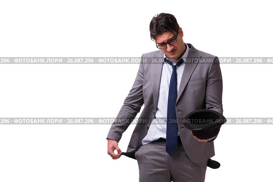 Bankrupt businessman isolated on white background. Стоковое фото, фотограф Elnur / Фотобанк Лори