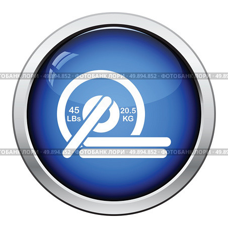 Barbell disks icon. Glossy button design. Vector illustration. Стоковая иллюстрация, агентство Ingram Publishing / Фотобанк Лори