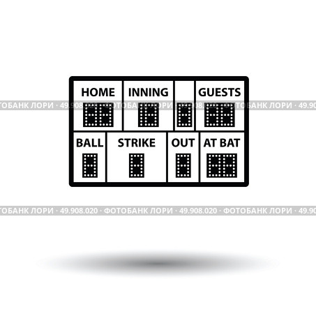 Baseball scoreboard icon. White background with shadow design. Vector illustration. Стоковая иллюстрация, агентство Ingram Publishing / Фотобанк Лори