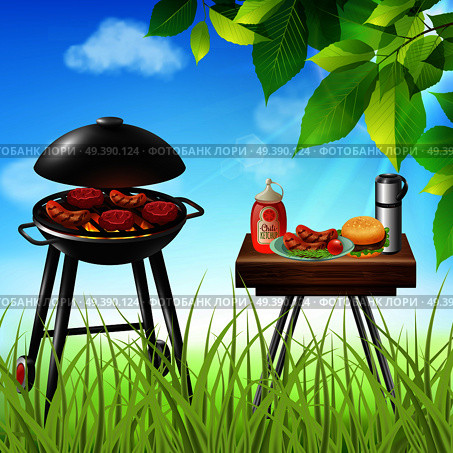 BBQ Realistic Illustration. Стоковая иллюстрация, агентство Ingram Publishing / Фотобанк Лори