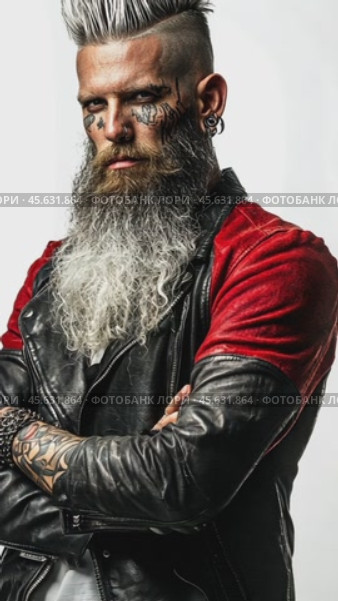 Bearded musician posing with folded arms on white background. Стоковое AI-видео, аниматор Юрий Поздников / Фотобанк Лори