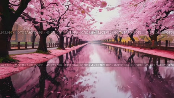 Beautiful Japanese Sakura Cherry Blossom Trees Blooming White and Pink Flowers Natural Cinematic 4K Slowmotion Footage. Стоковое AI-видео, аниматор ALLA YURTAYEVA / Фотобанк Лори