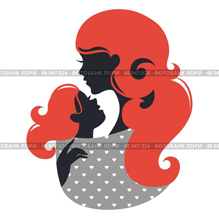 Beautiful mother silhouette with baby in a sling. Стоковая иллюстрация, агентство Ingram Publishing / Фотобанк Лори