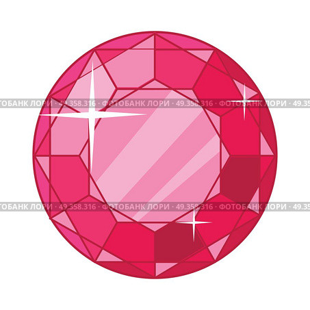 Beautiful Red Ruby Icon. Beautiful red ruby icon. Bright shiny round ruby gemstone in flat. Diamond shape. Ruby red garnet jewel crystal with sparkles. Isolated vector illustration on white background. Стоковая иллюстрация, агентство Ingram Publishing / Фотобанк Лори