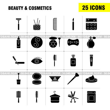 Beauty And Cosmetics Solid Glyph Icon for Web, Print and Mobile UX/UI Kit. Such as: Bowl, Food, Kitchen, Beauty, Cosmetic, Makeup, Powder, Puff, Pictogram Pack. - Vector. Стоковая иллюстрация, агентство Ingram Publishing / Фотобанк Лори