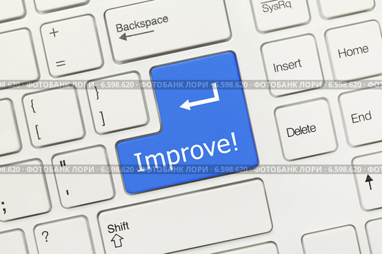 Белая концептуальная клавиатура - Клавиша "Improve!" ("Улучшить!") Стоковое фото, фотограф Самохвалов Артем / Фотобанк Лори