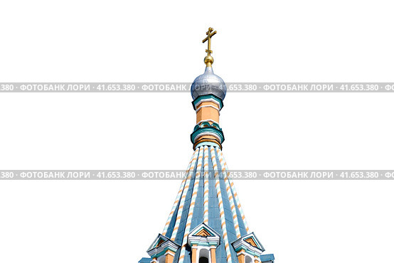 Bell tower Church of St, isolated on a white background. Gregory of Neokesari in Derbitsy-Orthodox Church of the Moskvoretsky deanery of the Moscow, isolated on a white background. Стоковое фото, фотограф Андрей Журавлев / Фотобанк Лори