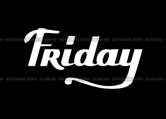Белые буквы Friday. Стоковая иллюстрация, иллюстратор Анастасия Улитко / Фотобанк Лори