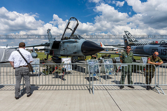 BERLIN, GERMANY - JUNE 02, 2016: Multirole, strike aircraft Panavia Tornado IDS. German Air Force (Luftwaffe). Exhibition ILA Berlin Air Show 2016. Редакционное фото, фотограф Sergey Kohl / Фотобанк Лори