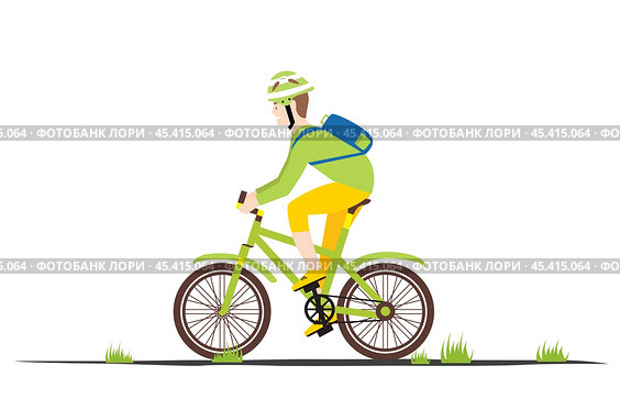 Bicycle Rider Man in Flat Style. Man on a Bike. Стоковая иллюстрация, иллюстратор Игорь Сорокин / Фотобанк Лори