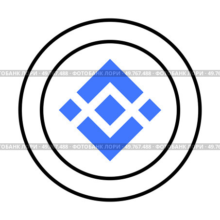 Binance blue geometric diamond shapes arranged symmetrically within two concentric black circles. Ideal for logo design, branding, blockchain technology, digital currency, fintech, and modern design.. Binance Blue Geometric Shapes Enclosed in Double Circle Outline with Minimalist Design. Стоковая иллюстрация, агентство Ingram Publishing / Фотобанк Лори