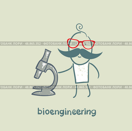 bioengineer looking through a microscope. Стоковая иллюстрация, агентство Ingram Publishing / Фотобанк Лори