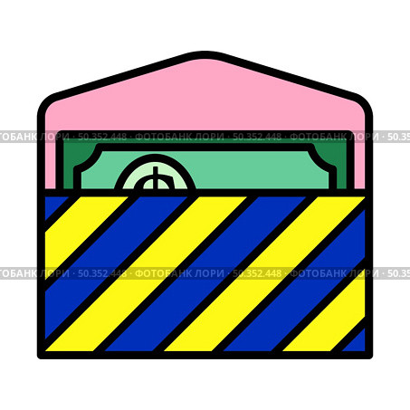Birthday Gift Envelop Icon With Money. Editable Bold Outline With Color Fill Design. Vector Illustration. Стоковая иллюстрация, агентство Ingram Publishing / Фотобанк Лори