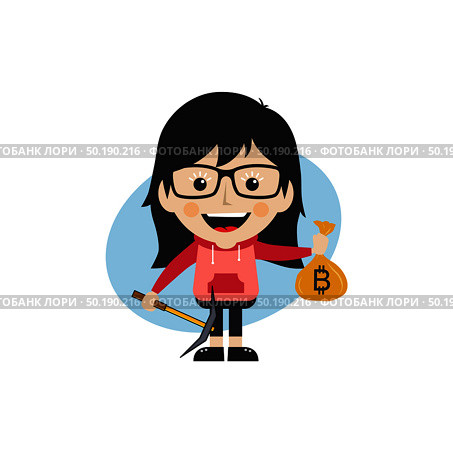 bitcoin crypto currency theme cartoon female woman miner girl vector. bitcoin crypto currency theme cartoon female woman miner girl. Стоковая иллюстрация, агентство Ingram Publishing / Фотобанк Лори
