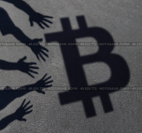 Bitcoin demand virtual banking and cryptocurrency popularity concept with 3D illustration. Стоковое фото, агентство Ingram Publishing / Фотобанк Лори