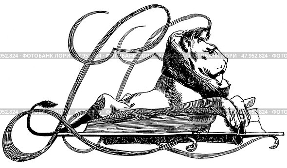 Black and white bookplate design by Max Klinger, Leipzig, vintage artistic book illustration. Publication of the "Meyers encyclopedia", Vol. 6, Leipzig, Germany, 1910. Стоковая иллюстрация, иллюстратор Sergey Kohl / Фотобанк Лори