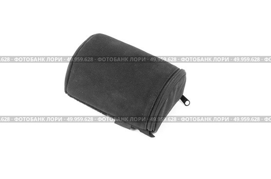 black camera lens bag isolated on white. Стоковое фото, агентство Ingram Publishing / Фотобанк Лори