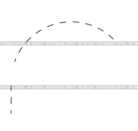 Black dotted curved line with minimalist style on a white background. Ideal for design simplicity, geometric shapes, abstract art, modern decor, and educational purposes. Simple and clean style.. Dotted Curved Line in Minimalist Style, Black on White Background with Simple Design. Стоковая иллюстрация, агентство Ingram Publishing / Фотобанк Лори