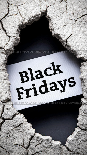 Black Fridays Sale Announcement With Cracked Wall Background Showcasing Excitement and Urgency. Стоковое AI-изображение, AI-художник Юлия Гапеенко / Фотобанк Лори