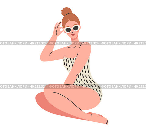 Black girl in swimsuit. Стоковая иллюстрация, иллюстратор Татьяна Гавриш / Фотобанк Лори