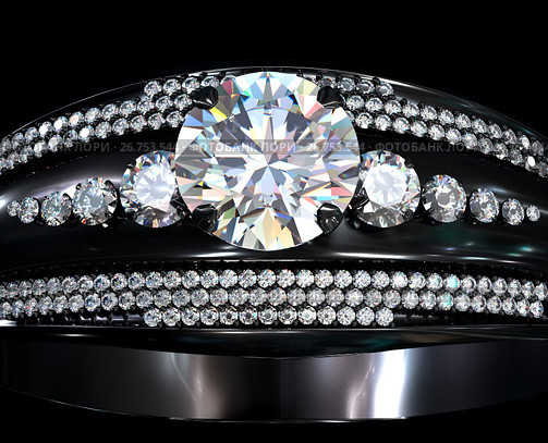 Black gold coating engagement ring with diamond gem. Стоковая иллюстрация, иллюстратор Gennadiy Poznyakov / Фотобанк Лори