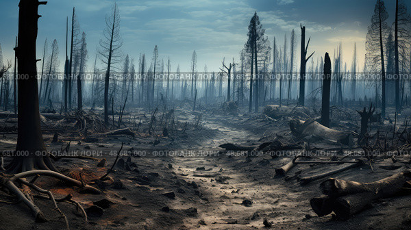 blackened california forest fire ai generated. Стоковое AI-изображение, AI-художник Vectorwin / Фотобанк Лори