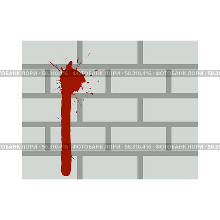 Blood On Brick Wall Icon. Flat Color Design. Vector Illustration. Стоковая иллюстрация, агентство Ingram Publishing / Фотобанк Лори