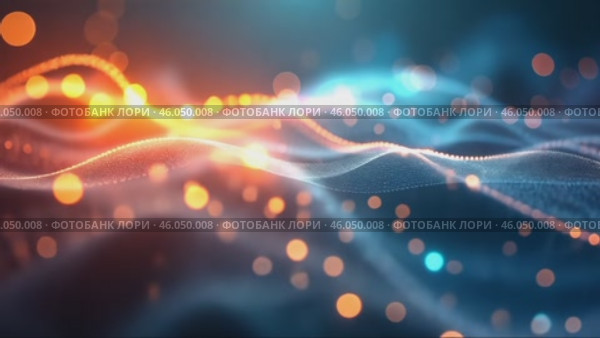 Blue and orange wave of light with a lot of dots. Стоковое AI-видео, аниматор Sergey Grishin / Фотобанк Лори