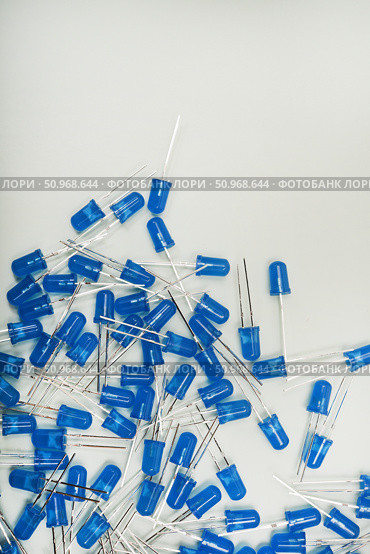 Blue LED lamps. A scattering of electronic elements. Light-emitting diodes. Стоковое фото, фотограф Valeriy Lushchikov / Фотобанк Лори