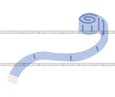 Blue measure tape icon, health and body care concept, loss weigh, sewing clothes craft attribute, isolated on white background. Centimeter, rolled up measuring tape. Dressmaking workshop equipment. Blue measure tape icon, health and body care concept, loss weigh, sewing clothes, isolated on white. Стоковая иллюстрация, агентство Ingram Publishing / Фотобанк Лори