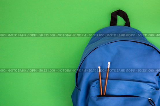 blue school knapsack pencils. High resolution photo. blue school knapsack pencils. High quality photo. Стоковое фото, агентство Ingram Publishing / Фотобанк Лори