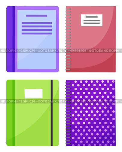 Books vector, notebook and textbook isolated printed material for school and education. Encyclopedia closeup, manual getting knowledge in university. Books with Information, Textbooks in School Set. Стоковая иллюстрация, агентство Ingram Publishing / Фотобанк Лори