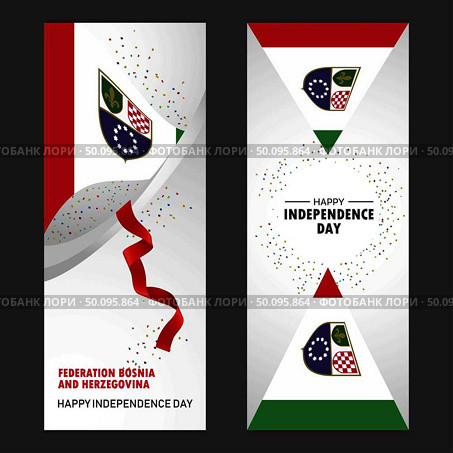 Bosnia and Herzegovina Happy independence day Confetti Celebration Background Vertical Banner set. Стоковая иллюстрация, агентство Ingram Publishing / Фотобанк Лори