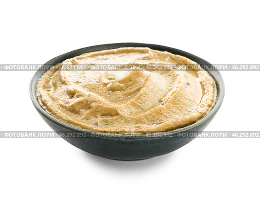 Bowl with tasty baba ghanoush on white background. Стоковое фото, фотограф Pixel_shot / Фотобанк Лори