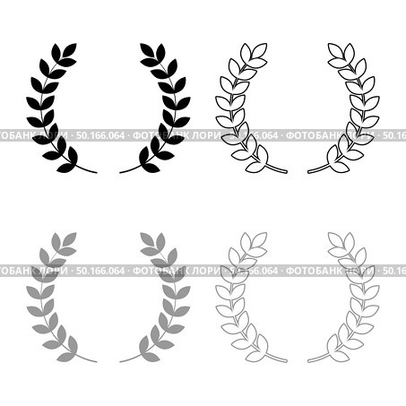 Branch of winner Laurel wreaths Symbol of victory icon outline set black grey color vector illustration flat style simple image. Стоковое фото, агентство Ingram Publishing / Фотобанк Лори