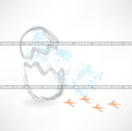 Break egg with bird footprints grunge icon. Стоковая иллюстрация, агентство Ingram Publishing / Фотобанк Лори