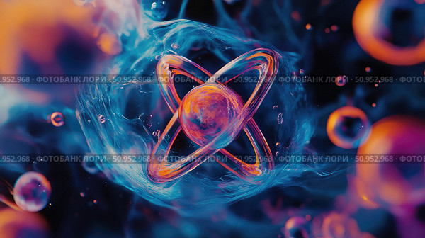 breakdown dissolving atom ai generated. Стоковое AI-изображение, AI-художник Vectorwin / Фотобанк Лори