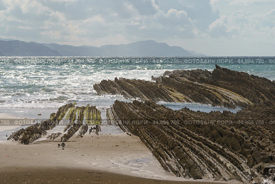 Breathtaking sescape in Basque Autonomous Community / country in summer cloudy day. Стоковое фото, фотограф YuryKara / Фотобанк Лори