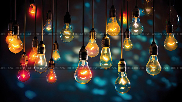 bright light bulbs idea ai generated. Стоковое AI-изображение, AI-художник Vectorwin / Фотобанк Лори