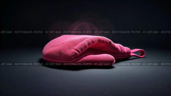 Bright pink oven mitt resting on a dark surface capturing the essence of kitchen tools for cooking and baking tasks. Стоковое AI-изображение, AI-художник Сергей Толмачёв / Фотобанк Лори