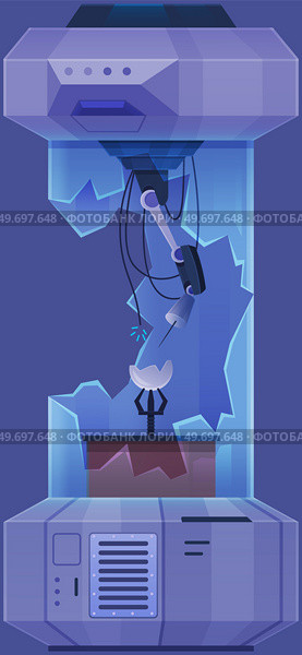 Broken appliance. Unsuccessful experiment in research science and technology laboratory. Accident and destruction while scientists experimenting in chemistry lab, failed exploratory tests. Broken appliance. Unsuccessful experiment in research science and technology laboratory, failed exploratory tests. Стоковая иллюстрация, агентство Ingram Publishing / Фотобанк Лори