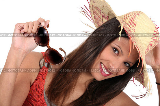 brunette with sunglasses, Стоковое фото, агентство Ingram Publishing / Фотобанк Лори