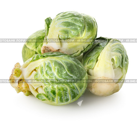 Brussel sprouts isolated on a white background. Стоковое фото, агентство Ingram Publishing / Фотобанк Лори