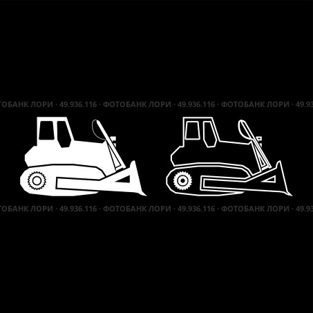 Bulldozer icon set white color vector illustration flat style simple image. Стоковая иллюстрация, агентство Ingram Publishing / Фотобанк Лори