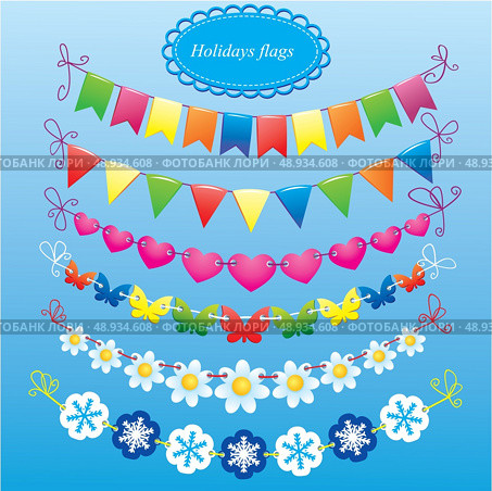 bunting and garland set. Стоковая иллюстрация, агентство Ingram Publishing / Фотобанк Лори